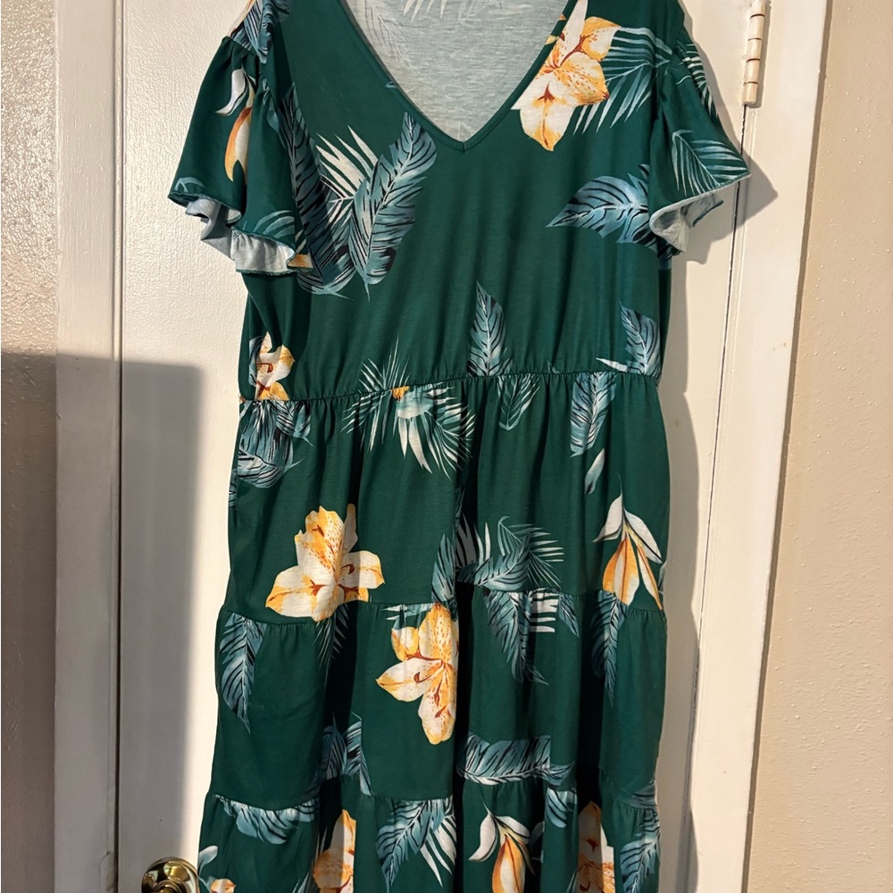 Emerald Green Flutter Sleeve Midi Sundress